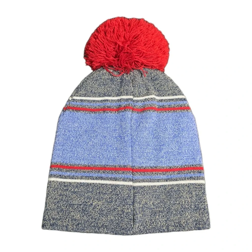 Nintendo Super Mario Patch Beanie Kids Hat W/ Pom Top Blue Red‎ Gray